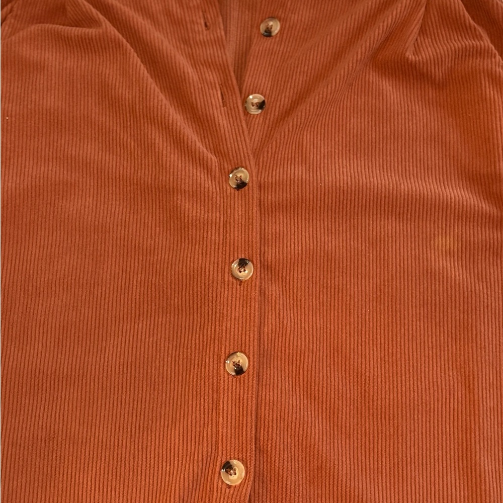 SHEIN Rust Ribbed Button-Up Cardigan - Picture 3 of 3